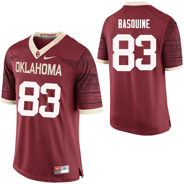 Men Oklahoma Sooners #83 Nick Basquine College Football Jerseys Limited-Crimson